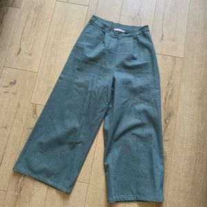 Blue cotton denim flare trousers